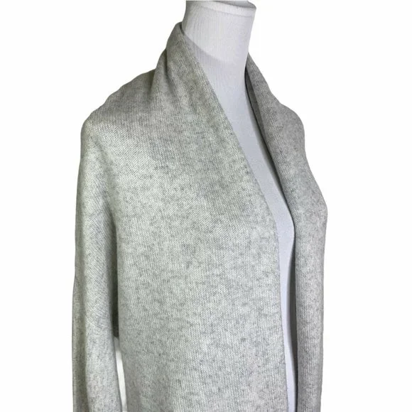 VINCE Gray Cashmere Wool Waist Tie Shawl Collar Cardigan Sweater Womens L New